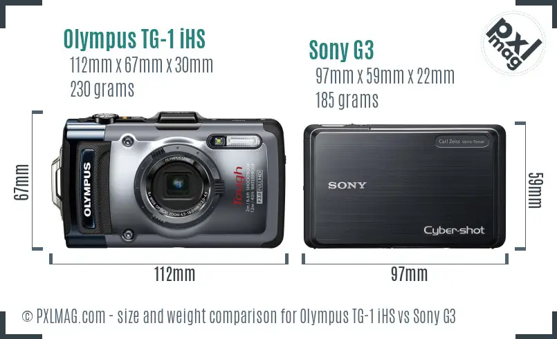 Olympus TG-1 iHS vs Sony G3 size comparison