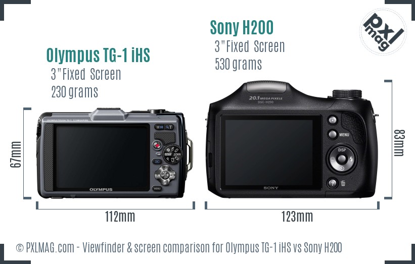 Olympus TG-1 iHS vs Sony H200 Screen and Viewfinder comparison