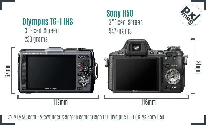 Olympus TG-1 iHS vs Sony H50 Screen and Viewfinder comparison