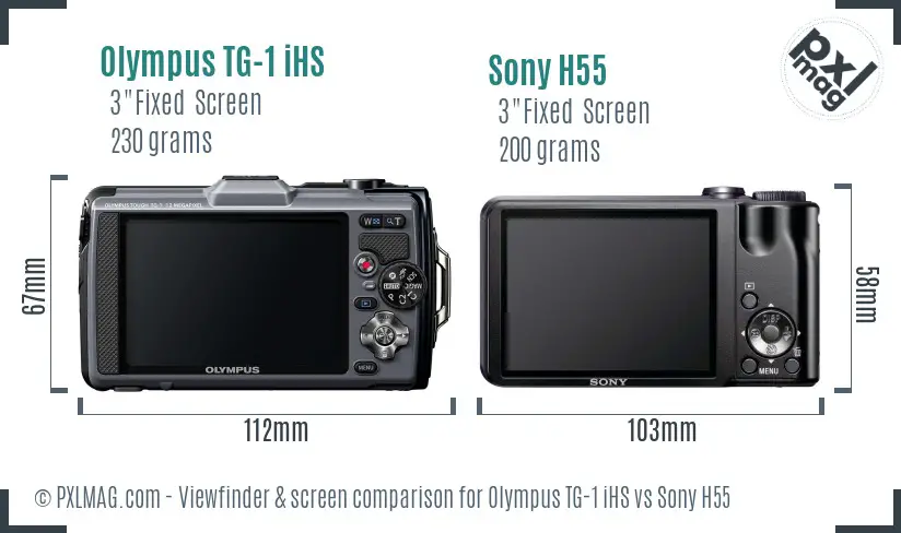 Olympus TG-1 iHS vs Sony H55 Screen and Viewfinder comparison