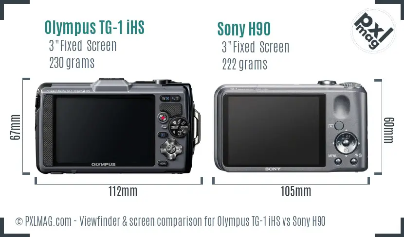 Olympus TG-1 iHS vs Sony H90 Screen and Viewfinder comparison