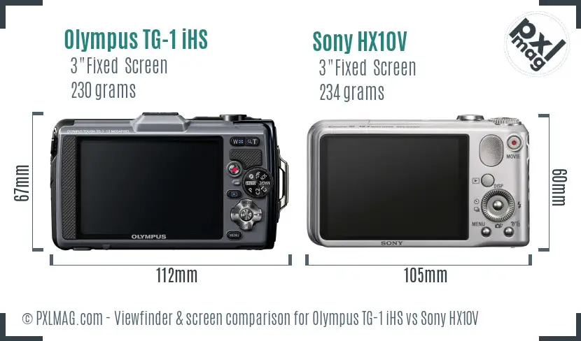 Olympus TG-1 iHS vs Sony HX10V Screen and Viewfinder comparison