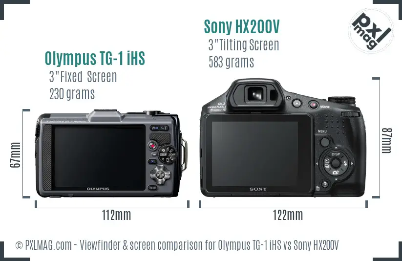 Olympus TG-1 iHS vs Sony HX200V Screen and Viewfinder comparison