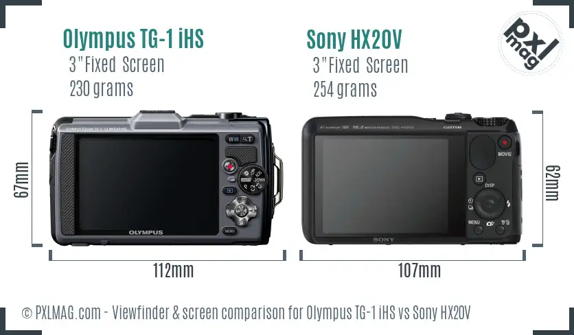 Olympus TG-1 iHS vs Sony HX20V Screen and Viewfinder comparison