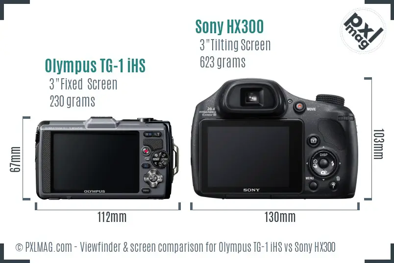 Olympus TG-1 iHS vs Sony HX300 Screen and Viewfinder comparison