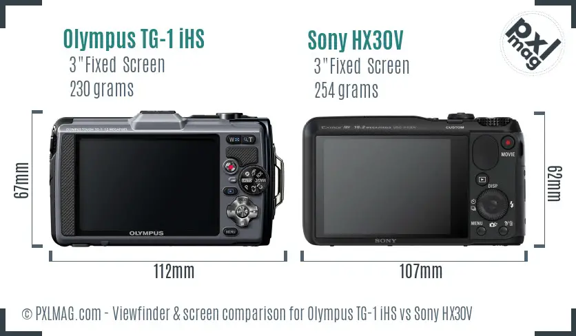 Olympus TG-1 iHS vs Sony HX30V Screen and Viewfinder comparison