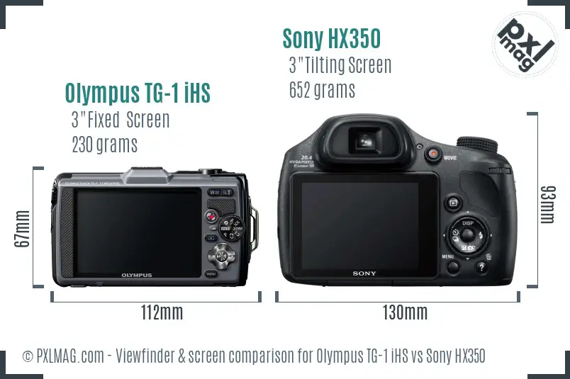 Olympus TG-1 iHS vs Sony HX350 Screen and Viewfinder comparison