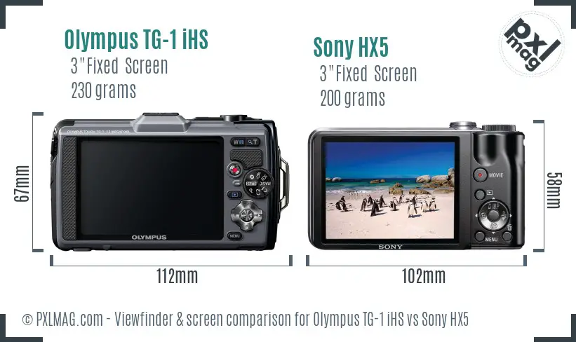 Olympus TG-1 iHS vs Sony HX5 Screen and Viewfinder comparison
