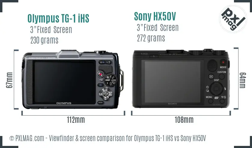 Olympus TG-1 iHS vs Sony HX50V Screen and Viewfinder comparison