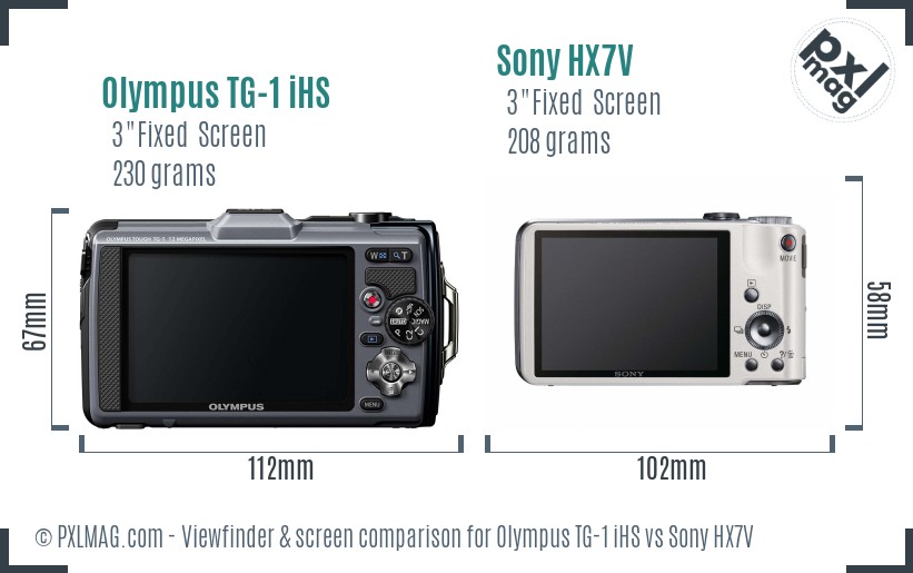 Olympus TG-1 iHS vs Sony HX7V Screen and Viewfinder comparison