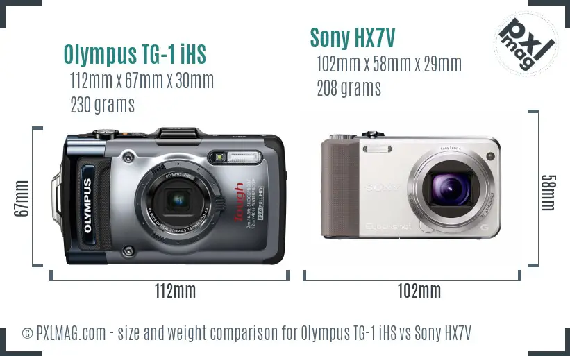 Olympus TG-1 iHS vs Sony HX7V size comparison