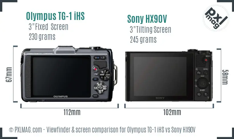 Olympus TG-1 iHS vs Sony HX90V Screen and Viewfinder comparison
