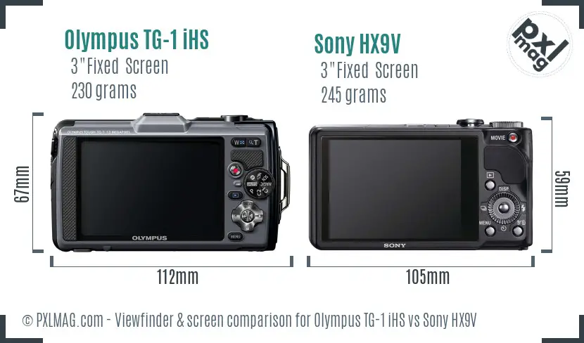 Olympus TG-1 iHS vs Sony HX9V Screen and Viewfinder comparison