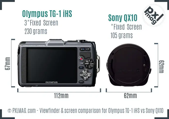 Olympus TG-1 iHS vs Sony QX10 Screen and Viewfinder comparison