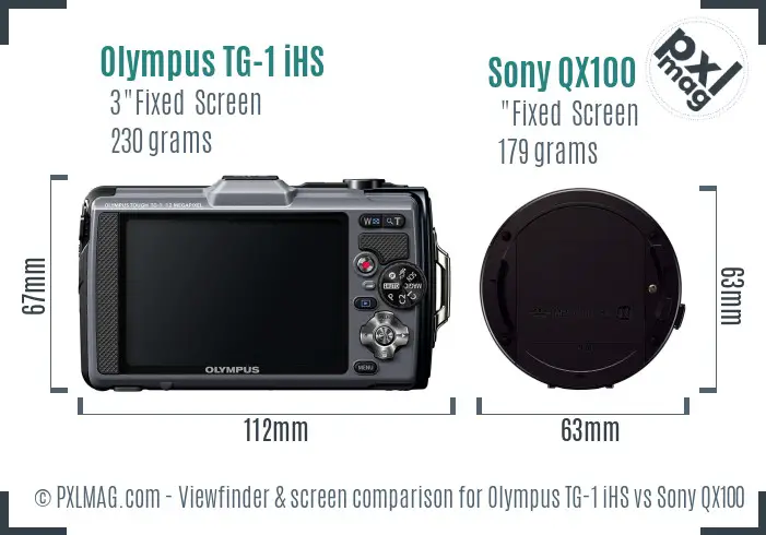 Olympus TG-1 iHS vs Sony QX100 Screen and Viewfinder comparison