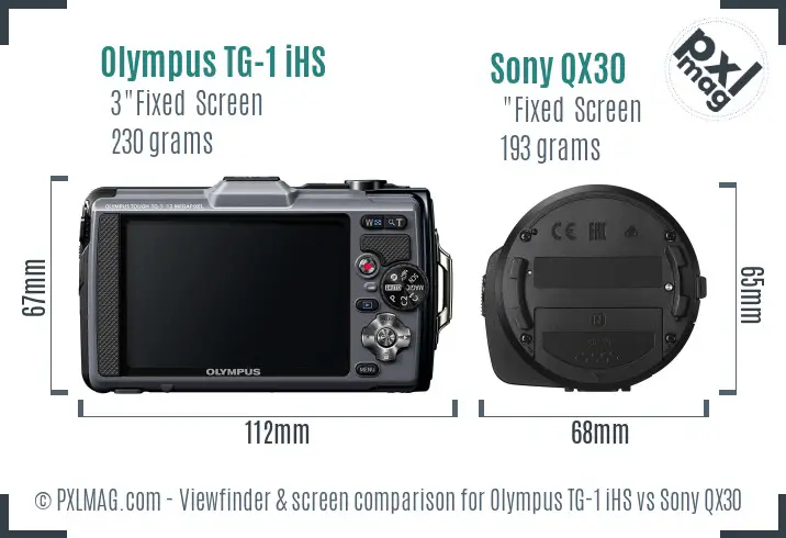 Olympus TG-1 iHS vs Sony QX30 Screen and Viewfinder comparison