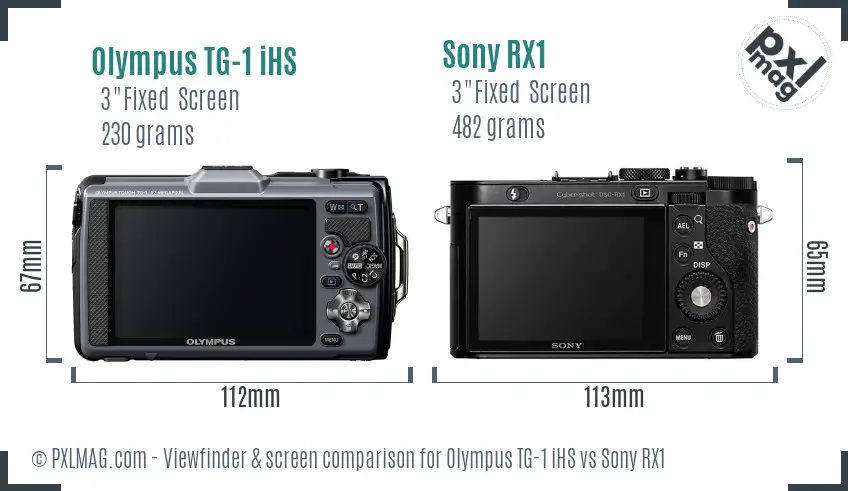 Olympus TG-1 iHS vs Sony RX1 Screen and Viewfinder comparison