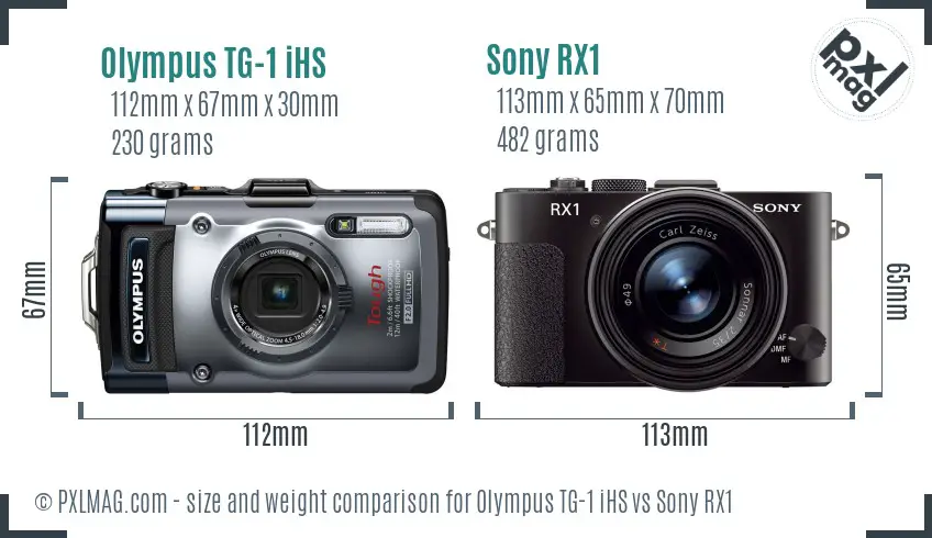 Olympus TG-1 iHS vs Sony RX1 size comparison
