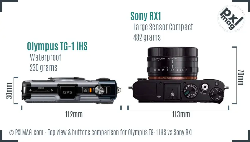 Olympus TG-1 iHS vs Sony RX1 top view buttons comparison