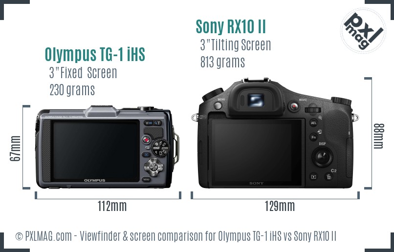 Olympus TG-1 iHS vs Sony RX10 II Screen and Viewfinder comparison