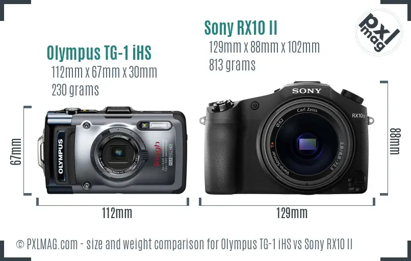 Olympus TG-1 iHS vs Sony RX10 II size comparison