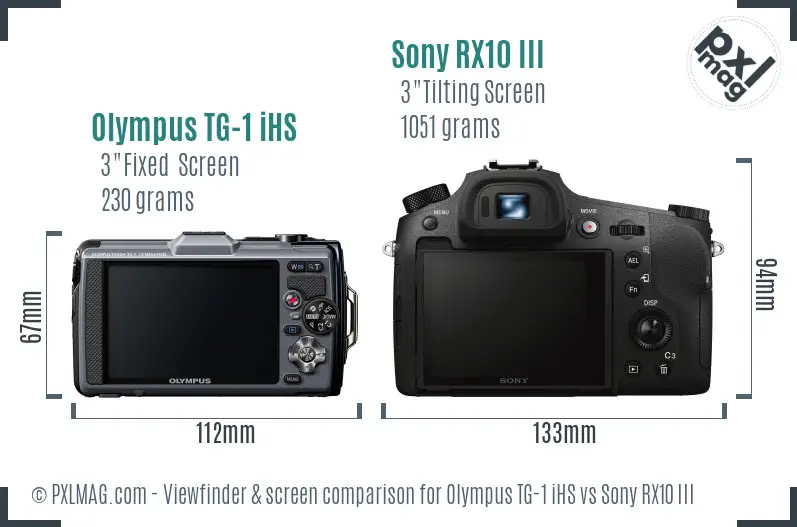 Olympus TG-1 iHS vs Sony RX10 III Screen and Viewfinder comparison