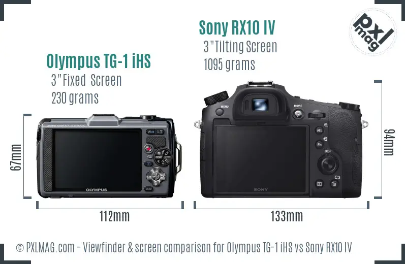 Olympus TG-1 iHS vs Sony RX10 IV Screen and Viewfinder comparison
