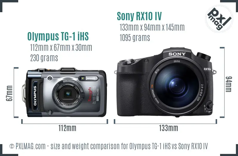 Olympus TG-1 iHS vs Sony RX10 IV size comparison
