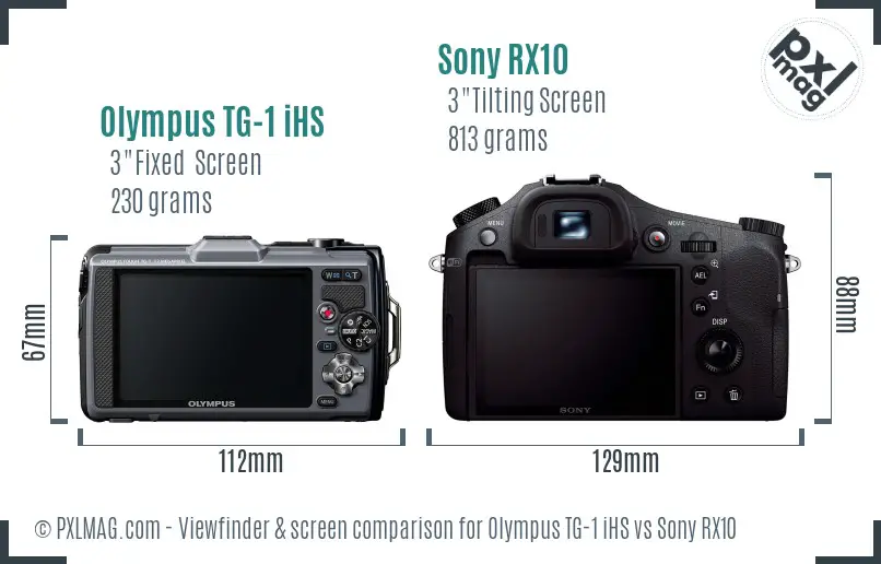 Olympus TG-1 iHS vs Sony RX10 Screen and Viewfinder comparison