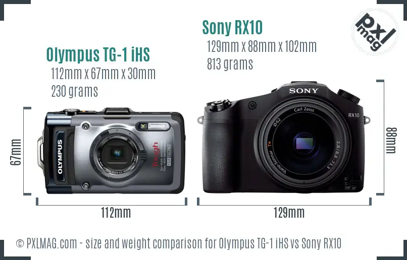 Olympus TG-1 iHS vs Sony RX10 size comparison