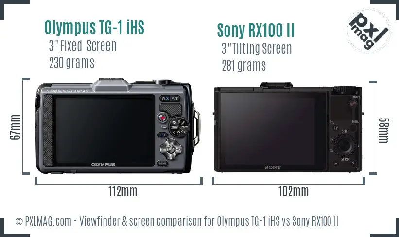 Olympus TG-1 iHS vs Sony RX100 II Screen and Viewfinder comparison