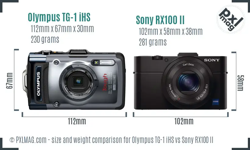 Olympus TG-1 iHS vs Sony RX100 II size comparison