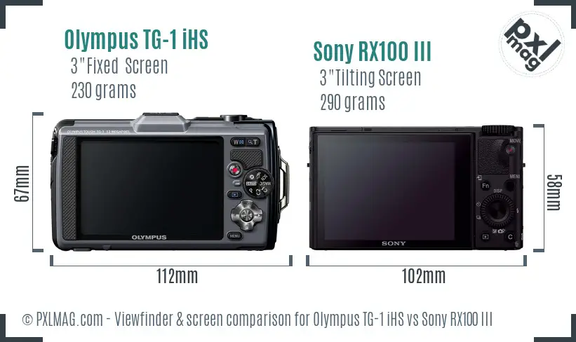 Olympus TG-1 iHS vs Sony RX100 III Screen and Viewfinder comparison