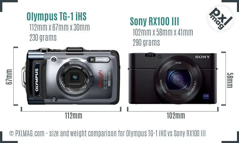 Olympus TG-1 iHS vs Sony RX100 III size comparison
