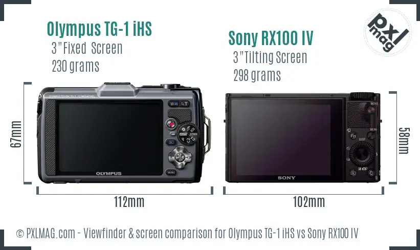 Olympus TG-1 iHS vs Sony RX100 IV Screen and Viewfinder comparison