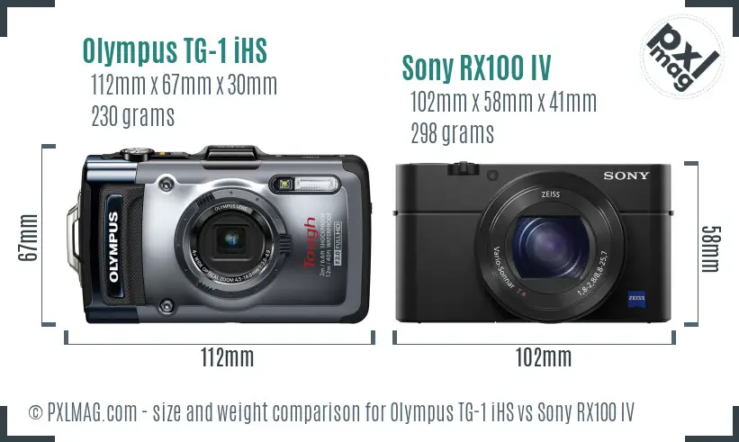 Olympus TG-1 iHS vs Sony RX100 IV size comparison