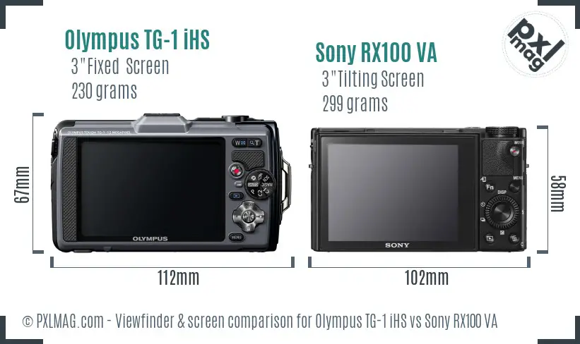 Olympus TG-1 iHS vs Sony RX100 VA Screen and Viewfinder comparison