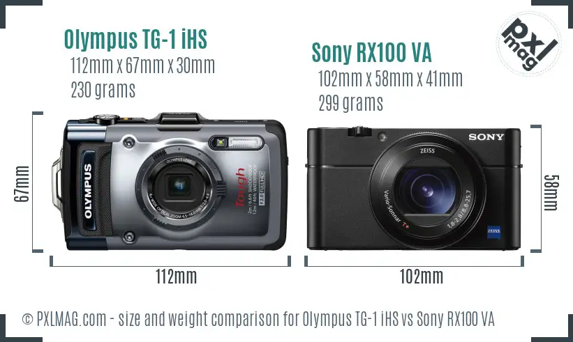 Olympus TG-1 iHS vs Sony RX100 VA size comparison