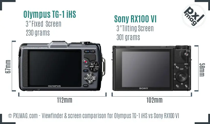 Olympus TG-1 iHS vs Sony RX100 VI Screen and Viewfinder comparison
