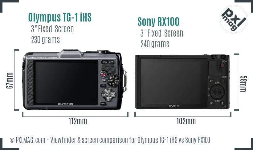Olympus TG-1 iHS vs Sony RX100 Screen and Viewfinder comparison