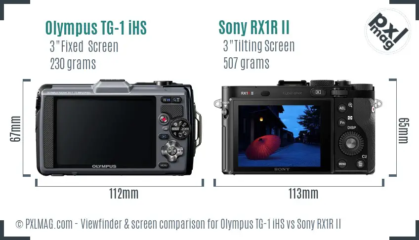 Olympus TG-1 iHS vs Sony RX1R II Screen and Viewfinder comparison