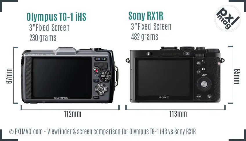 Olympus TG-1 iHS vs Sony RX1R Screen and Viewfinder comparison