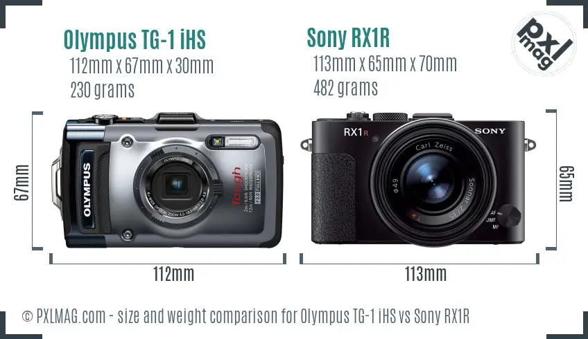 Olympus TG-1 iHS vs Sony RX1R size comparison