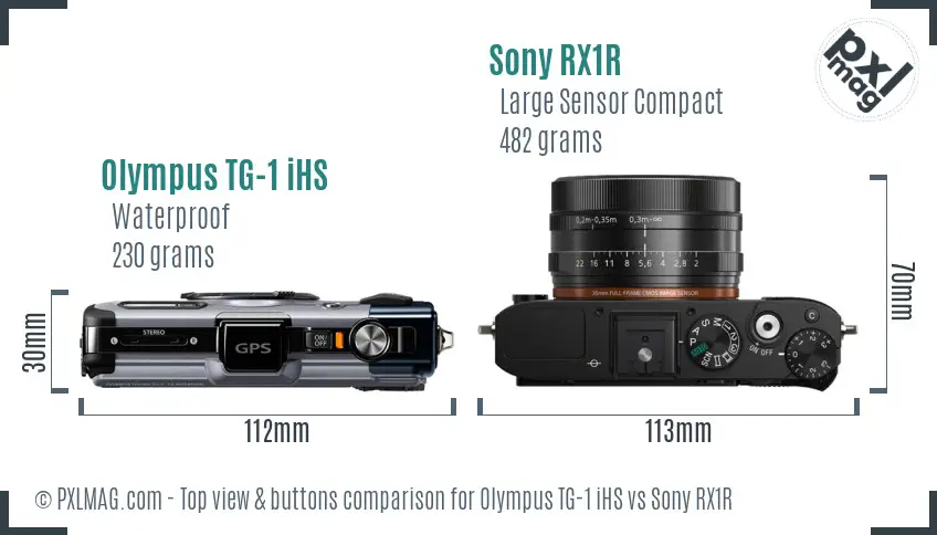 Olympus TG-1 iHS vs Sony RX1R top view buttons comparison