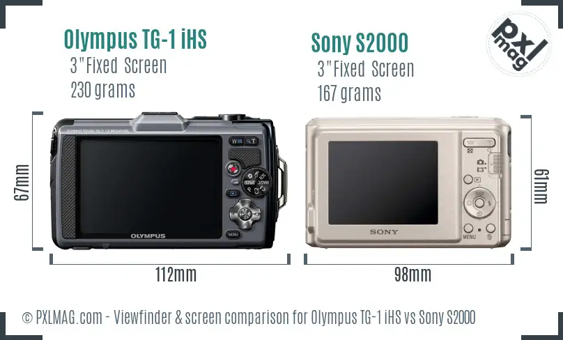 Olympus TG-1 iHS vs Sony S2000 Screen and Viewfinder comparison
