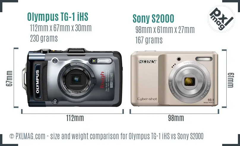 Olympus TG-1 iHS vs Sony S2000 size comparison