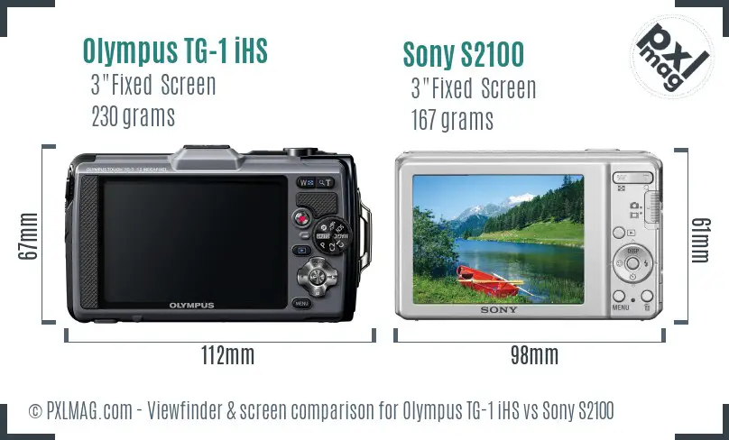 Olympus TG-1 iHS vs Sony S2100 Screen and Viewfinder comparison