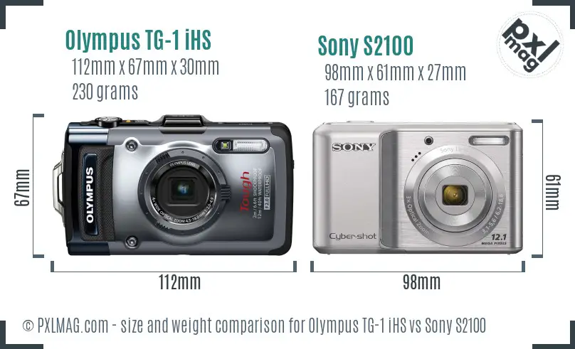 Olympus TG-1 iHS vs Sony S2100 size comparison