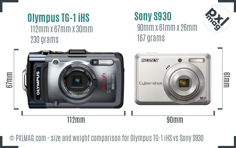 Olympus TG-1 iHS vs Sony S930 size comparison