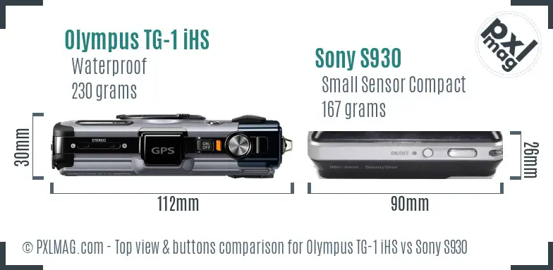 Olympus TG-1 iHS vs Sony S930 top view buttons comparison